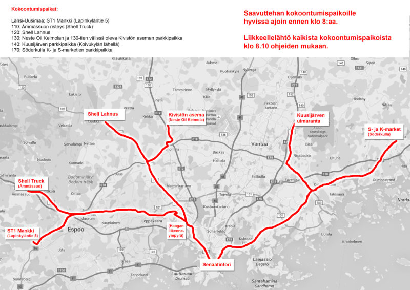 SLC - Traktorimarssi Saapuminen Kokoontumispaikalta Keskustaan Uusi