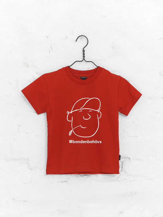 SLC - T-skjorta för barn, #bondenbehövs, röd